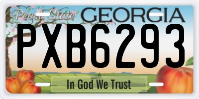 GA license plate PXB6293