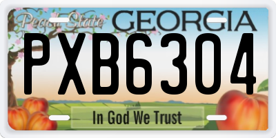 GA license plate PXB6304