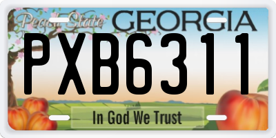 GA license plate PXB6311