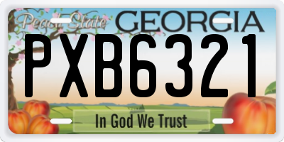 GA license plate PXB6321
