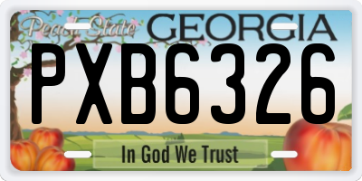 GA license plate PXB6326
