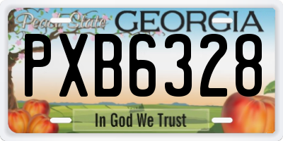 GA license plate PXB6328