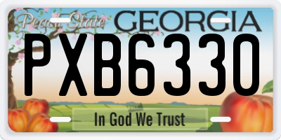 GA license plate PXB6330