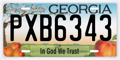 GA license plate PXB6343