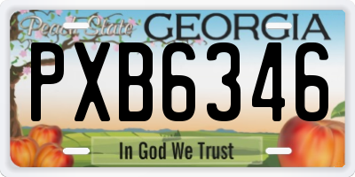 GA license plate PXB6346