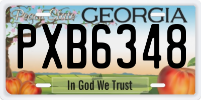 GA license plate PXB6348