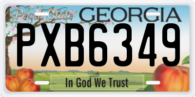 GA license plate PXB6349