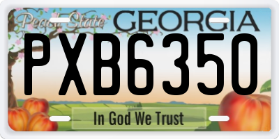 GA license plate PXB6350