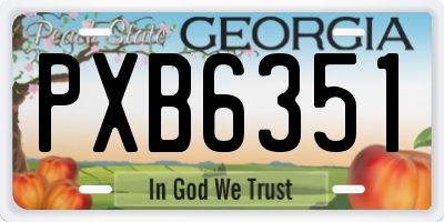 GA license plate PXB6351