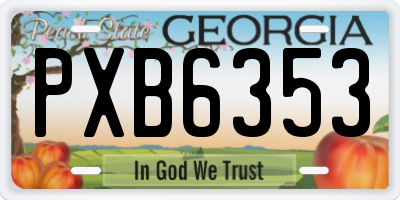 GA license plate PXB6353
