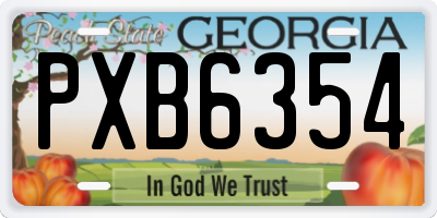 GA license plate PXB6354