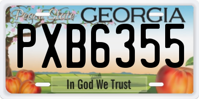 GA license plate PXB6355