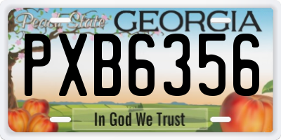 GA license plate PXB6356