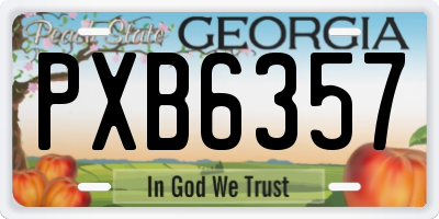 GA license plate PXB6357