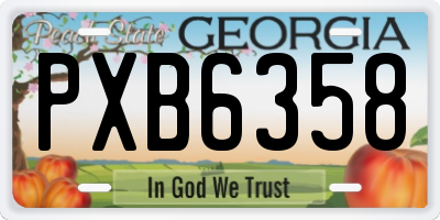 GA license plate PXB6358
