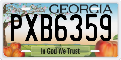 GA license plate PXB6359