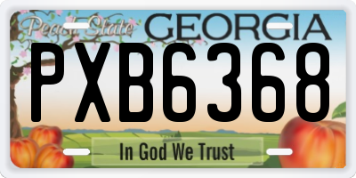 GA license plate PXB6368