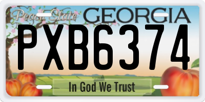GA license plate PXB6374