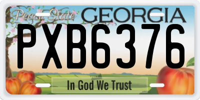 GA license plate PXB6376