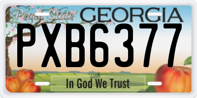 GA license plate PXB6377
