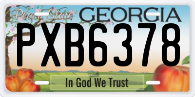 GA license plate PXB6378