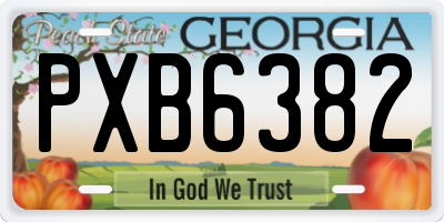 GA license plate PXB6382