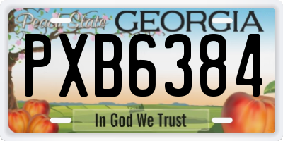 GA license plate PXB6384