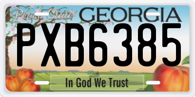 GA license plate PXB6385