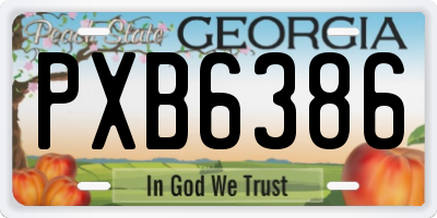GA license plate PXB6386