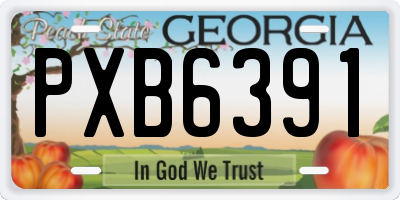 GA license plate PXB6391
