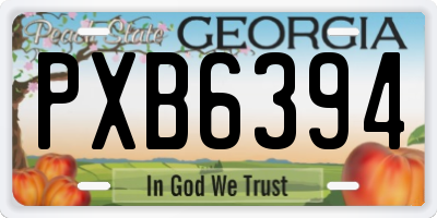 GA license plate PXB6394