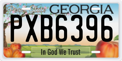 GA license plate PXB6396