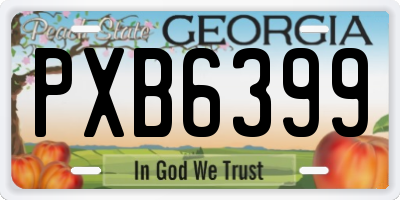GA license plate PXB6399