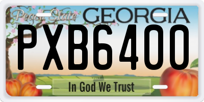 GA license plate PXB6400