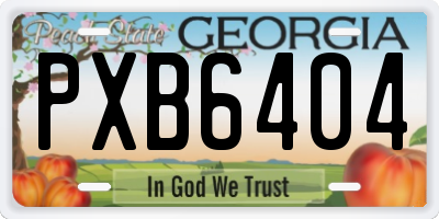 GA license plate PXB6404