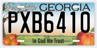 GA license plate PXB6410
