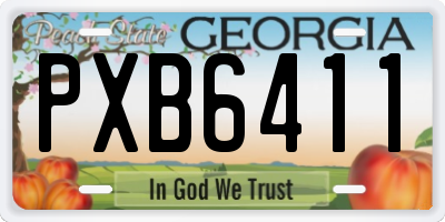 GA license plate PXB6411