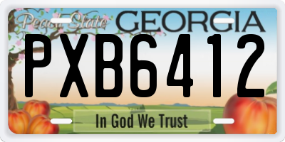 GA license plate PXB6412