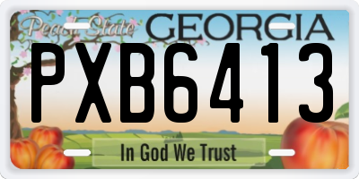 GA license plate PXB6413