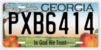 GA license plate PXB6414