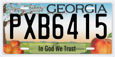 GA license plate PXB6415