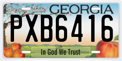 GA license plate PXB6416