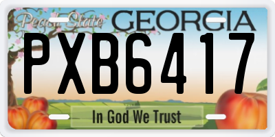 GA license plate PXB6417