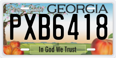 GA license plate PXB6418