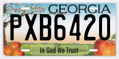 GA license plate PXB6420
