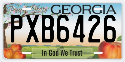 GA license plate PXB6426
