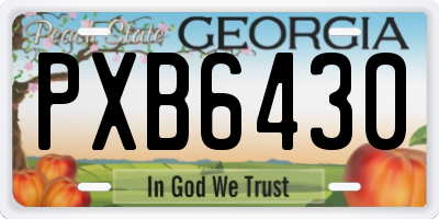 GA license plate PXB6430