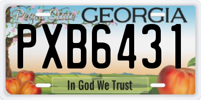 GA license plate PXB6431