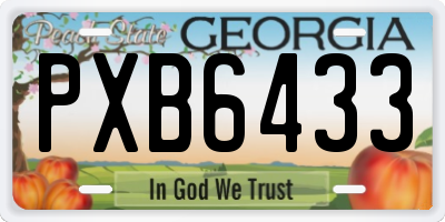 GA license plate PXB6433