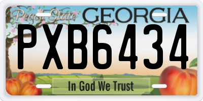 GA license plate PXB6434